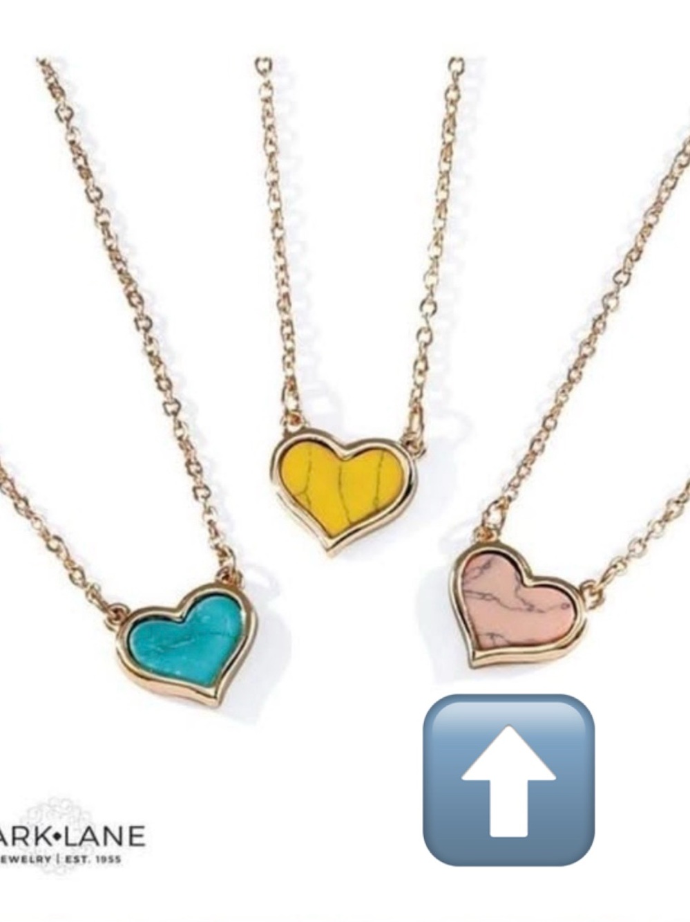 Park Lane Gold Heart Necklace with Pink Marble Inlay - Picture 2 of 2